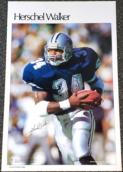 Herschel Walker "Superstar" Dallas Cowboys Vintage Original NFL Poster - Sports Illustrated by Marketcom 1986