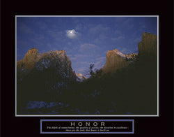 Full Moon over Zion Canyon "Honor" Motivational Poster - Front Line
