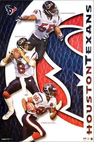 Houston Texans "Three Stars" (Carr, Sharper, Gaffney) Poster - Starline 2002