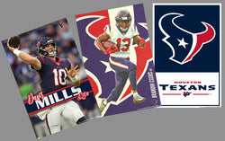COMBO: Houston Texans Football 3-Poster Combo Set (Davis Mills, Brandin Cooks, Logo Posters)