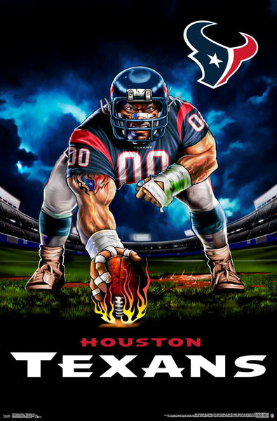 Houston Texans "Ferocious Football" NFL Theme Art Poster - Liquid Blue/Trends Int'l.