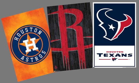 COMBO: Houston, Texas Sports Teams 3-Poster Combo (Rockets, Astros, Texans)