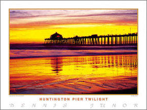 Surfing "Huntington Pier Twilight" Poster Print - Creation Captured