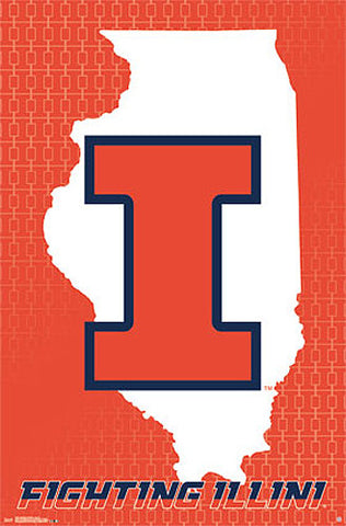 University of Illinois Fighting Illini Official NCAA Team Logo Poster - Costacos Sports