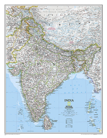 Map of INDIA National Geographic Classic Edition 23x30 Wall Map Poster - NG Maps