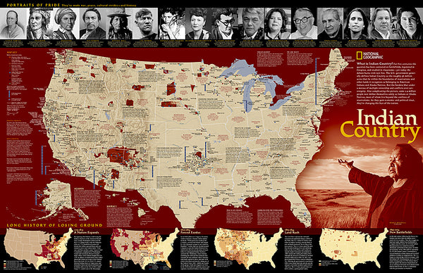 Indian Country Native Cultures of the United States National Geographic 20x31 Wall Map Poster - NG Maps