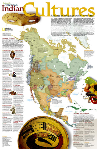 North American Indian Cultures National Geographic 24x36 Wall Map Poster - NG Maps