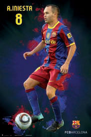 Andres Iniesta "SuperAction" FC Barcelona Soccer Poster - G.E. (Spain) 2011