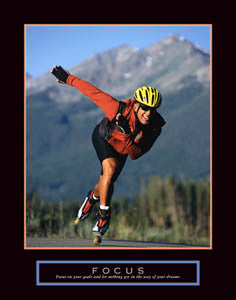Inline Skating "Focus" Rollerblading Motivational Poster - Front Line