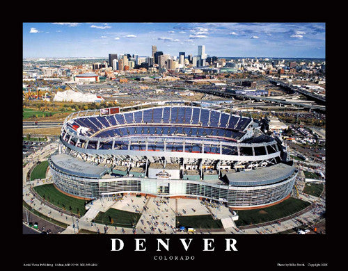 Sports Authority Field at Mile High, Denver Aerial Stadium Poster Print - Aerial Views