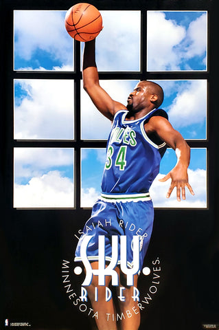 Isaiah Rider "Sky Rider" Minnesota Timberwolves Vintage Original NBA Poster - Costacos 1994