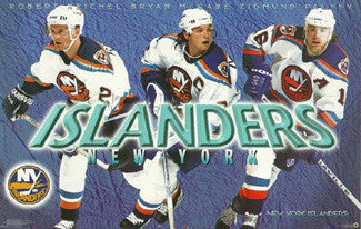 New York Islanders "Three Stars" (1997) NHL Hockey Action Poster - Costacos Brothers
