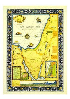 Picture Map of the Holy Land (Harold Brown c.1928) Extra-Large Israel Poster