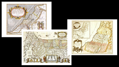 COMBO: Vintage Historic Maps of Israel, The Promised Land (1586, 1663, 1750)