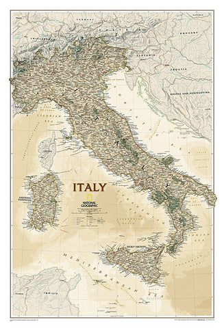 Map of ITALY National Geographic Executive Edition 23x34 Wall Map Poster - NG Maps