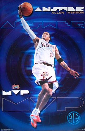 ✺Framed✺ PHILADELPHIA 76ERS NBA Basketball Poster ALLEN IVERSON - 45cm x