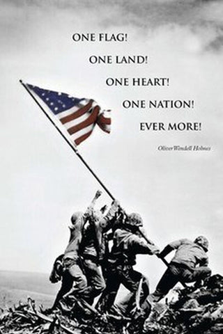 Flag Raising at Iwo Jima 1945 "One Nation!" US Marines American Military Poster - Image Source
