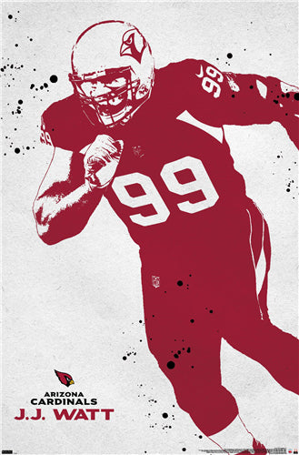 J.J. Watt "Attack" Arizona Cardinals NFL Football Wall Poster - Costacos 2021