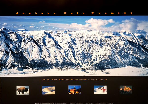 Jackson Hole Mountain Resort Skiing Panoramic Poster - Focus