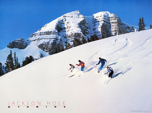 Skiing at Jackson Hole Wyoming "Cody Bowl Action" Poster - Focus Productions
