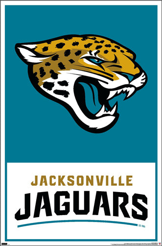 Jacksonville Jaguars Official NFL Football Team Logo and Script Poster - Costacos Sports