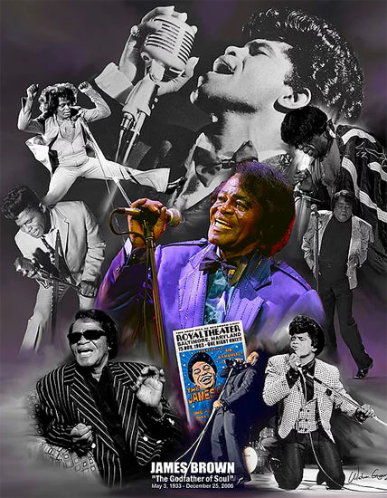 James Brown "Godfather of Soul" Music Career Art Collage Poster Print - Wishum Gregory