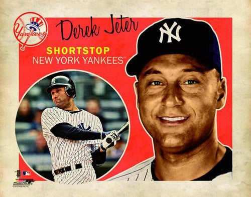 New York Yankees Core Four 4 Derek Jeter Baseball Illustrated Print Poster  Art