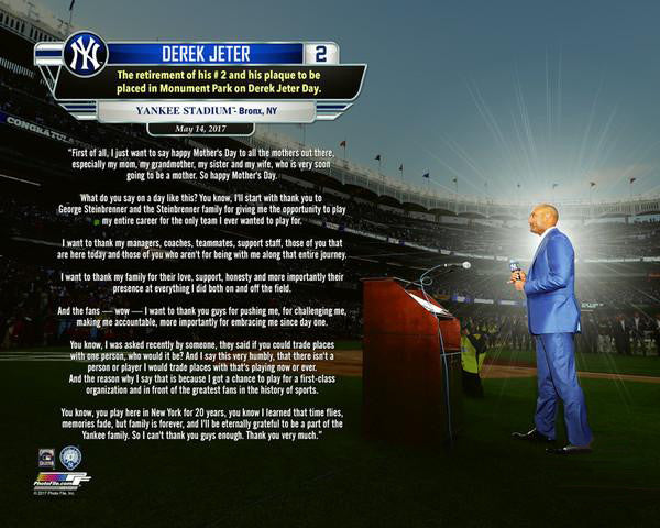 Derek Jeter #2 Retirement Day Speech at Yankee Stadium Premium Poster Print - Photofile 16x20