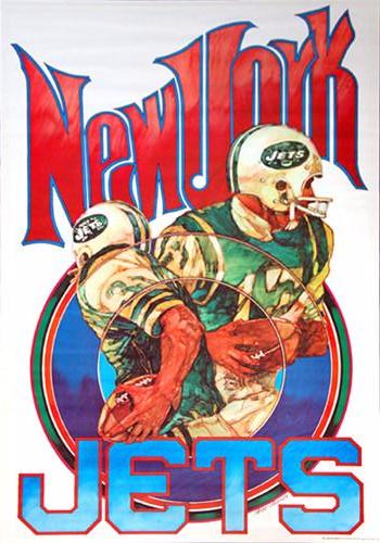 New York Jets NFL Collectors Series Vintage Original Theme Art Poster (1970)