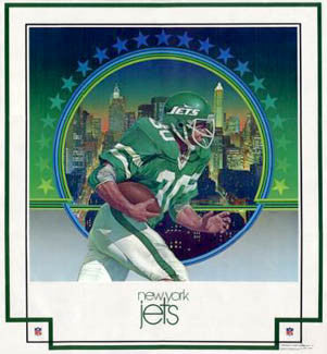 New York Jets "Manhattan Green" NFL Theme Art Poster by Chuck Ren - Damac 1979