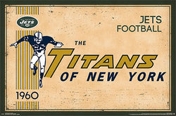 New York Jets "Titans of New York" Retro Logo c.1960 Official NFL Football Team Poster