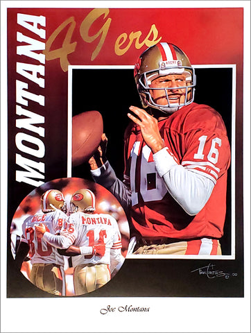Joe Montana "Glory Days" San Francisco 49ers Premium Art Poster Print by Tim Cortes