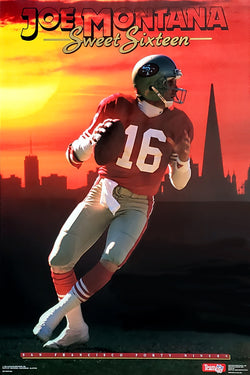 Joe Montana "Sweet Sixteen" San Francisco 49ers NFL Football Poster - Costacos Brothers 1990