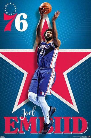 Joel Embiid Superstar Philadelphia 76ers NBA Basketball Poster