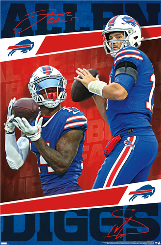 Josh Allen and Stefon Diggs 'Superstar Duo' Buffalo Bills NFL Action P –  Sports Poster Warehouse