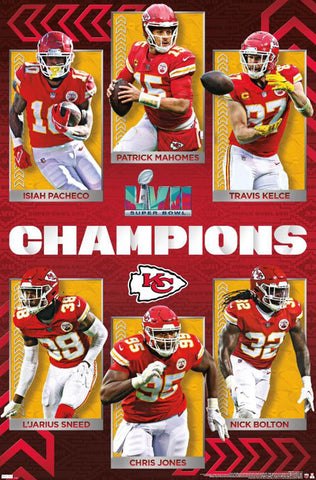 Kansas City Chiefs Super Bowl LVII (2023) CHAMPIONS 6-Player Commemorative Poster - Costacos