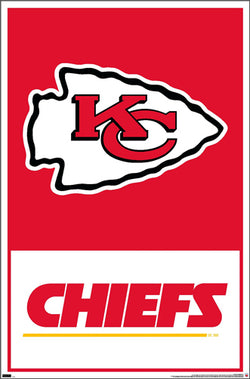 Kansas City Chiefs Official NFL Football Team Logo and Wordmark Poster - Costacos Sports