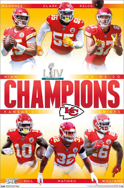 Kansas City Chiefs Super Bowl LIV CHAMPIONS 6-Player Commemorative Poster - Trends 2020