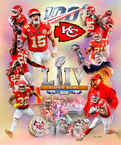 Kansas City Chiefs "The Chiefs Moment" Super Bowl LIV (2020) Champions Premium Art Collage Poster - Wishum Gregory