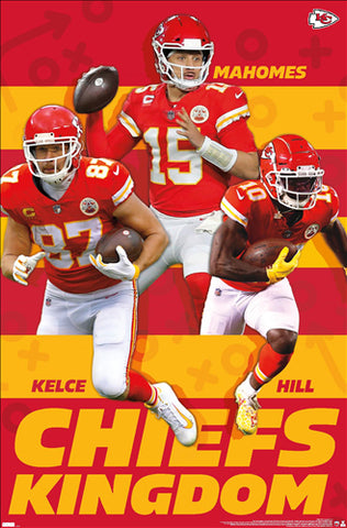Kansas City Chiefs "Super Trio" Poster (Patrick Mahomes, Tyreek Hill, Travis Kelce) - Costacos 2021