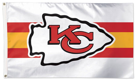 Kansas City Chiefs "White-Stripes" Official NFL Football Deluxe-Edition 3'x5' Flag - Wincraft Inc.