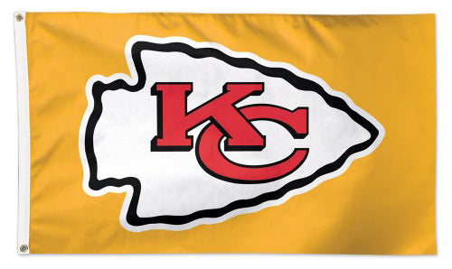 Kansas City Chiefs Official NFL Football Deluxe-Edition 3'x5' Flag (Logo on Yellow) - Wincraft Inc.