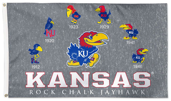 Kansas Jayhawks "Rock Chalk Jayhawk History" Official NCAA Deluxe 3'x5' Flag - Wincraft Inc.