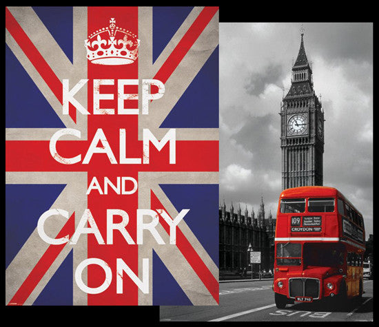 UK Giant Mural-Sized 2-Poster Combo: "Keep Calm" and "Red Bus" - Pyramid