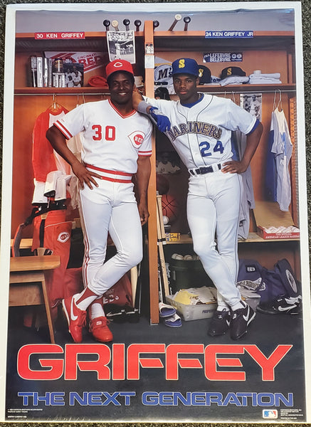 Ken Griffey Jr. and Sr. "The Next Generation" Seattle Mariners Cincinnati Reds Poster - Costacos Brothers 1989