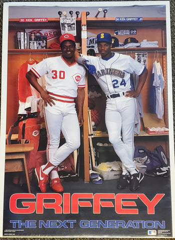 Ken Griffey Jr. and Sr. "The Next Generation" Seattle Mariners Cincinnati Reds Poster - Costacos Brothers 1989