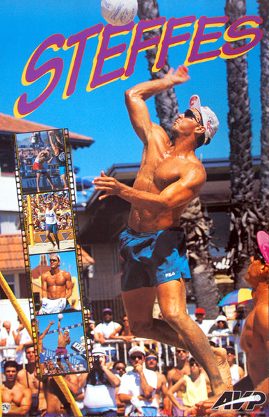 Kent Steffes "Action" AVP Beach Volleyball Poster - Norman James Corp. 1994