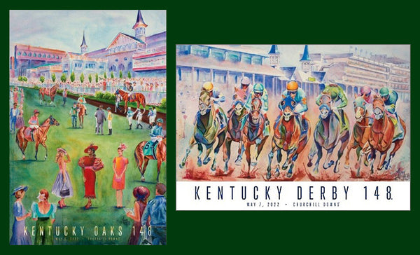 COMBO: Official Posters of the 148th Kentucky Derby and Kentucky Oaks (2022) Horse Racing Posters (Artist Aimee Griffith)