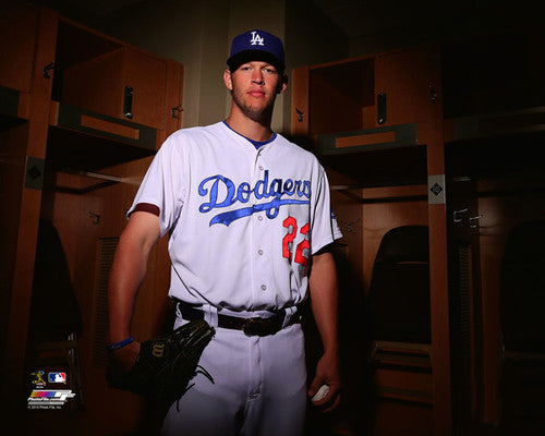 Clayton Kershaw 22 Los Angeles Dodgers baseball player action pose