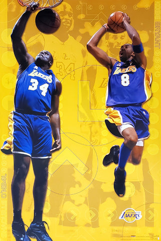 Shaquille O'Neal and Kobe Bryant "Golden" Los Angeles Lakers Poster - Costacos 2002